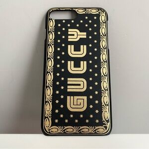 NEW $460 Gucci Guccy Sega Star Black Gold iPhone 7 Plus 8 Plus Phone Case 519696